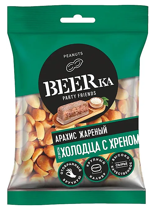 «Beerka», арахис жареный со вкусом холодца с хреном, 90 г
