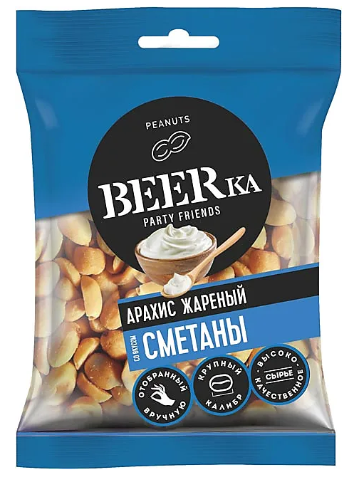 «Beerka», арахис жареный со вкусом сметаны, 90 г