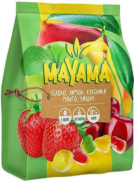 «Mayama», мармелад жевательный с соком манго, клубники, лимона, вишни, яблок, 250 г