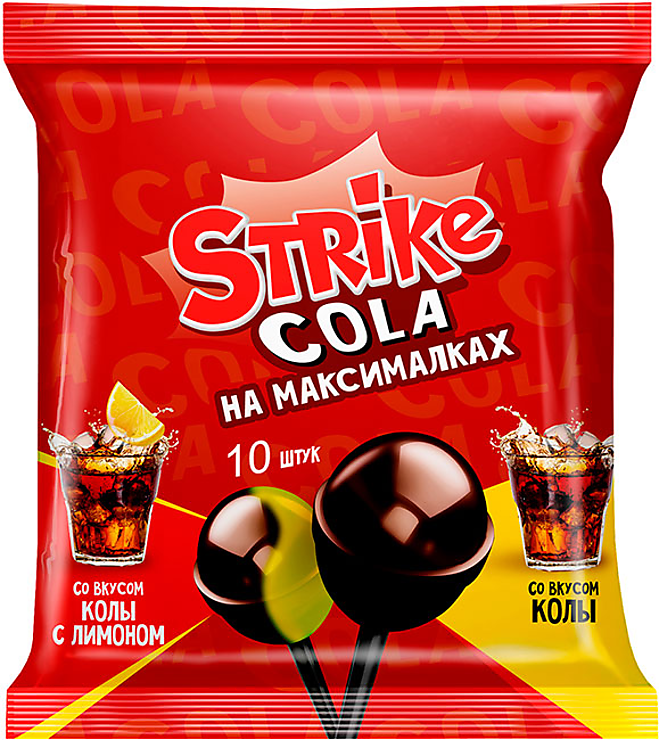 «Strike», карамель на палочке «Cola на максималках», 113 г