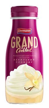 Коктейль молочный Ehrmann Grand Cocktail со вкусом ванильного пломбира 4%, 260 мл