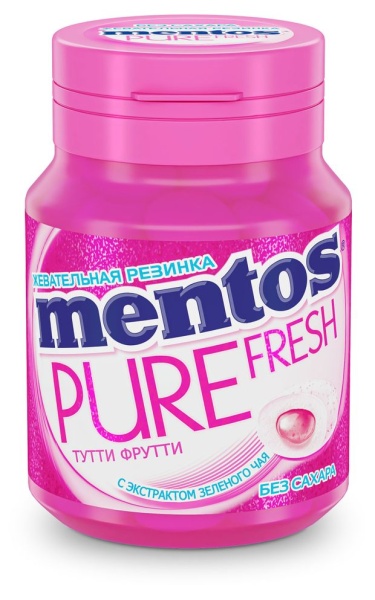 Резинка жевательная Mentos Pure fresh Тутти-Фрутти, 54 г
