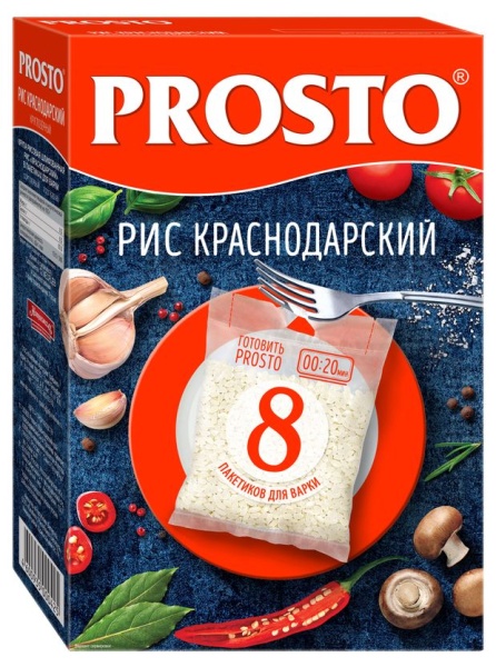 Рис PROSTO Краснодарский в пакетиках для варки 8 порций, 500 г