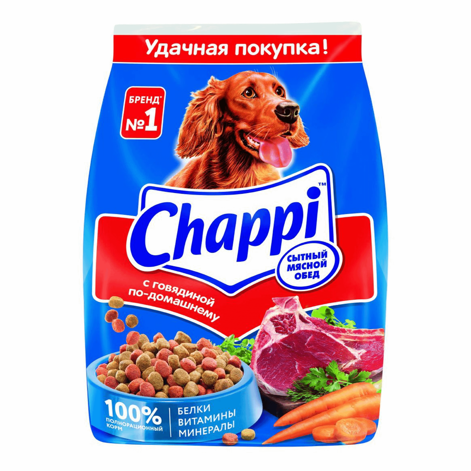 Сухой корм Chappi Сытный мясной обед с говядиной по-домашнему для собак 600 г