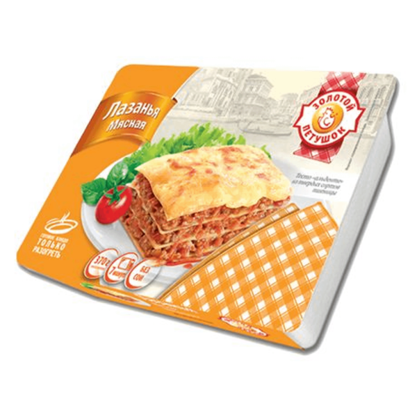 Лазанья Золотой Петушок Мясная быстрозамороженная 370 г