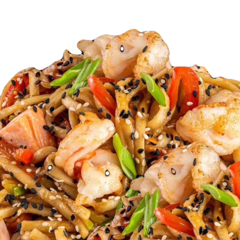 Wok-Удон с креветками в соусе Терияки