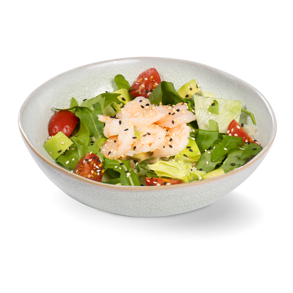 Салат с креветками и ореховым соусом