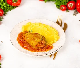 Перец с мясом и картофельным пюре