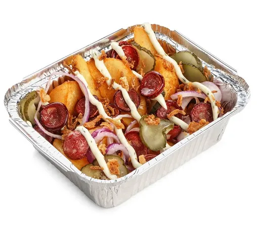 Картофель по-баварски с колбасками