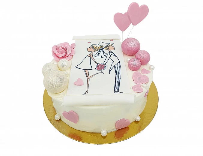 Торт «Открытка свадебная» №2