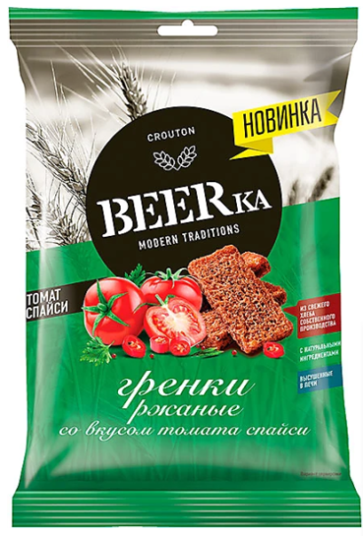 «Beerka», гренки со вкусом томата спайси, 60 г