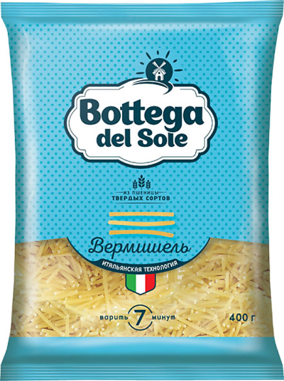 «Bottega del Sole», макаронные изделия «Вермишель», 400 г