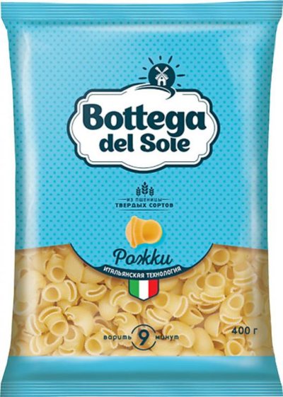 «Bottega del Sole», макаронные изделия «Рожки», 400 г