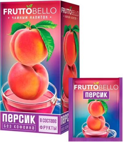 «Fruttobello», чайный напиток «Персик», 25 пакетиков, 37,5 г