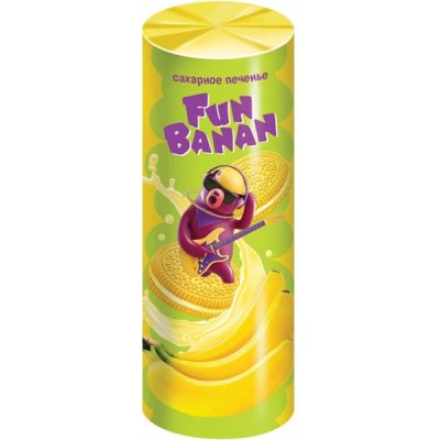 «Fun Banan», печенье-сэндвич сахарное с банановым вкусом, 220 г