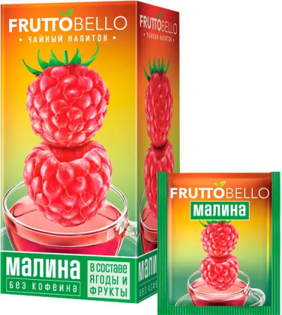 «Fruttobello», чайный напиток «Малина», 25 пакетиков, 37,5 г