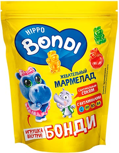 «HIPPO BONDI & FRIENDS», мармелад жевательный с игрушкой «Бонди», 100 г