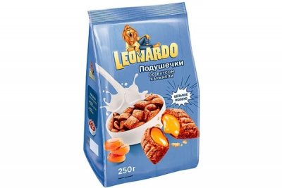 «Leonardo», готовый завтрак «Подушечки со вкусом карамели», 250 г