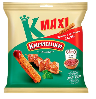 «Кириешки Maxi», сухарики со вкусом «Шашлык» и с кетчупом «Calve», 75 г
