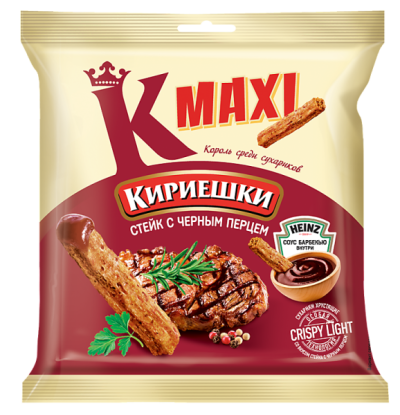 «Кириешки Maxi», сухарики со вкусом стейка с черным перцем и соусом барбекю, 75 г