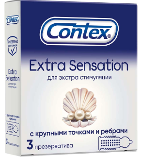 Contex презерватив extra sensation с крупными точками и ребрами 3 шт.