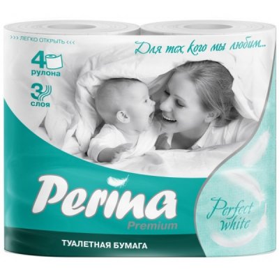 Perina Бумага туалетная Perfect White трехслойная 4 рулона