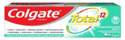 Зубная паста-гель комплексная антибактериальная Colgate Total 12 Профессиональная, 75 мл