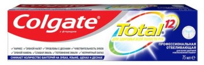 Зубная паста комплексная антибактериальная Colgate Total 12 Отбеливающая, 75 мл