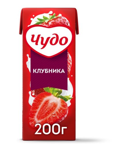 Коктейль молочный «Чудо» клубника 2% БЗМЖ, 200 г