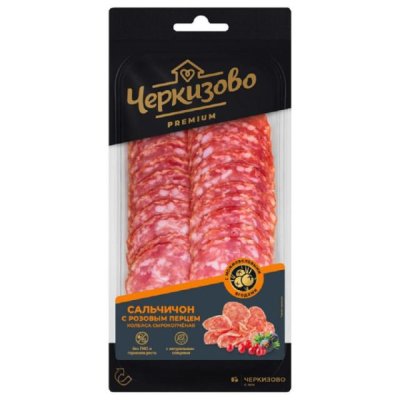 Колбаса сырокопченая черкизово премиум Сальчичон с розовым перцем, нарезка 85г