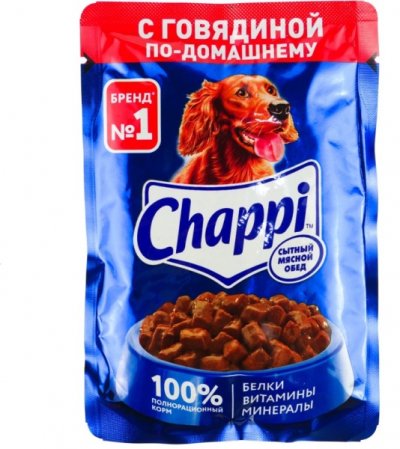 Корм для собак Chappi 85г говядина по-домашнему, 85 г