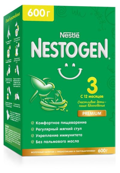 Молочко Nestogen 3 с пребиотиками и лактобактериями с 12 мес БЗМЖ, 600 г