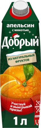 Нектар "Добрый" апельсиновый с мякотью, 1 л