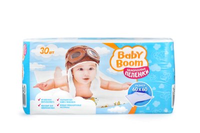Пеленки "Baby Boom" одноразовые, 60х60 см, 30шт