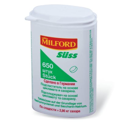 Сахарозаменитель Milford Suss с дозатором 650 таблеток, 39г