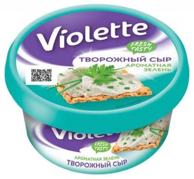 Сыр творожный Violette с зеленью 70% БЗМЖ, 140 г
