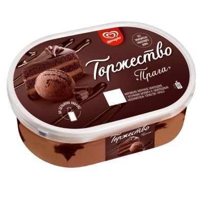 Торжество мороженое молочное шоколадное c кусочками бисквита, 420 гр
