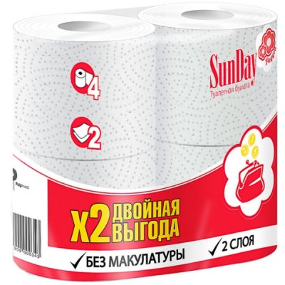Туалетная бумага SunDay 2 слоя