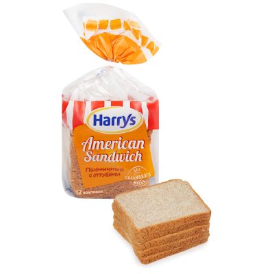 Хлеб Harry's American Sandwich пшеничный с отрубями, 515г
