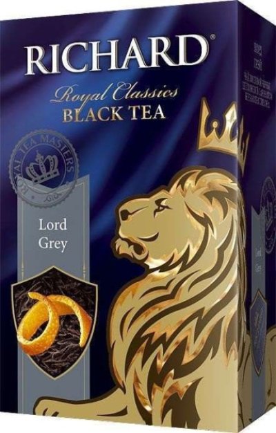 Чай Richard Lord Grey чёрный байховый цейлонский бергамот-лимон листовой ,90 г