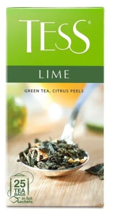Чай зеленый Tess Лайм с добавками в пакетиках, 25 шт