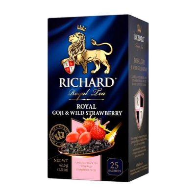 Чай черный Richard Royal Goji & Wild Strawberry ароматизированный, 25 пакетиков