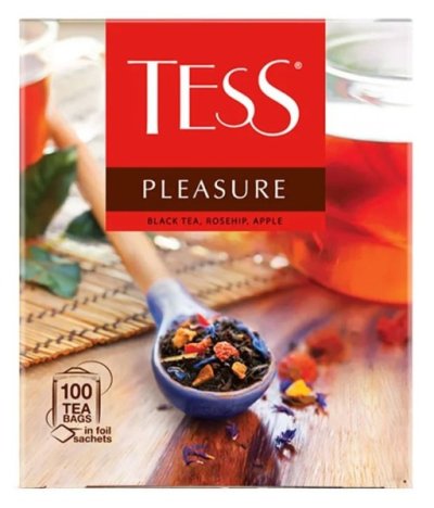 Чай черный Tess Pleasure с шиповником яблоком и тропическими фруктами, 100 шт
