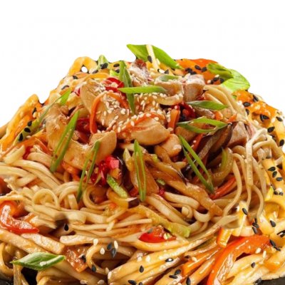 Wok-Удон с курицей в остро-сладком соусе