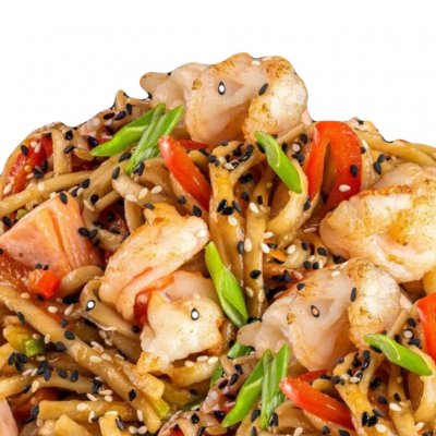 Wok-Удон с креветками в соусе Терияки