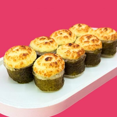 Запеченная креветка в муссе пармезан