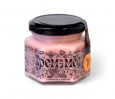 Крем-мёд с малиной и кокосом
