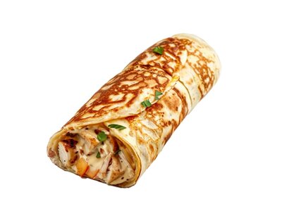 Блин с куриной грудкой и яблочно-чесночным соусом