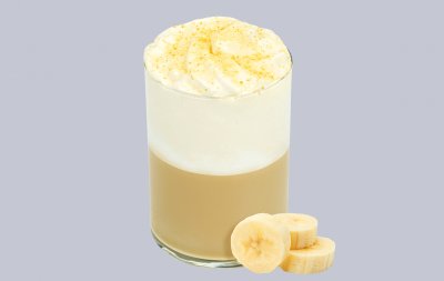 Латте банановый с протеиновой пенкой крем-брюле