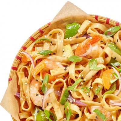 Вок с лапшой, креветками и тофу (M/L)